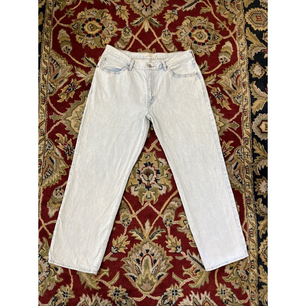 LEVIS 94 Baggy Womens 33 Jeans Light Wash Blue Denim Straight Wide Leg